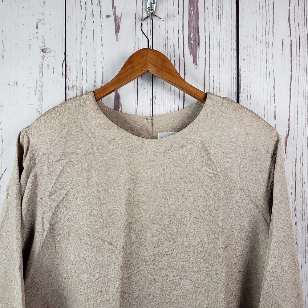 Ship N Shore Vintage Blouse Womens Size 22W Short Sleeve Floral Beige - Picture 2 of 7